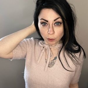 LOFT baby pink (angora type) sweater SMALL